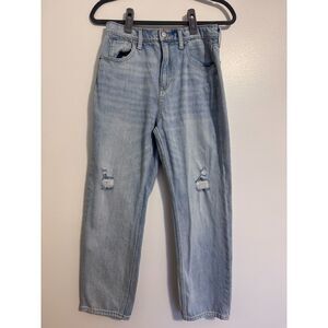 Old Navy High-Rise Slouchy Straight Jeans Women's Size 16 Light Wash Distressed